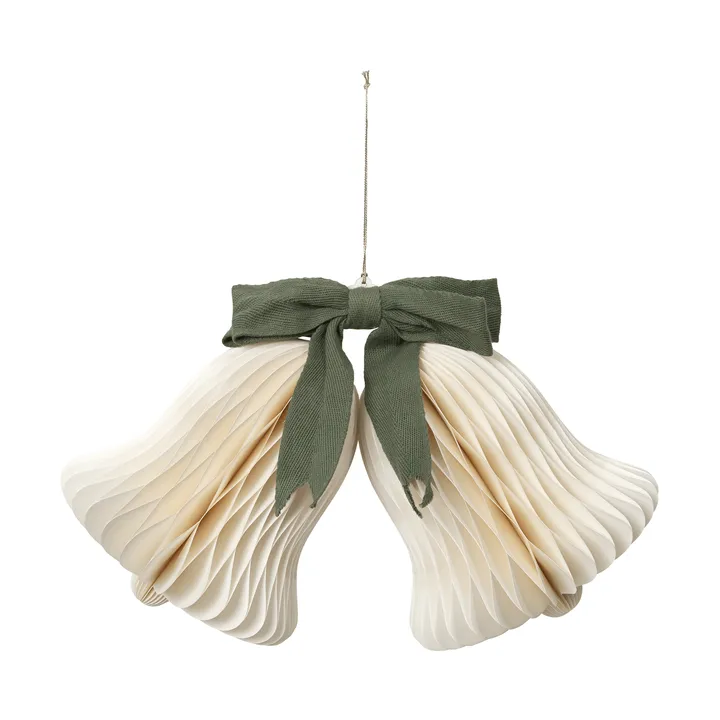 Chime bjelle juleoppheng - Off White-Grape Leaf Green - Broste Copenhagen