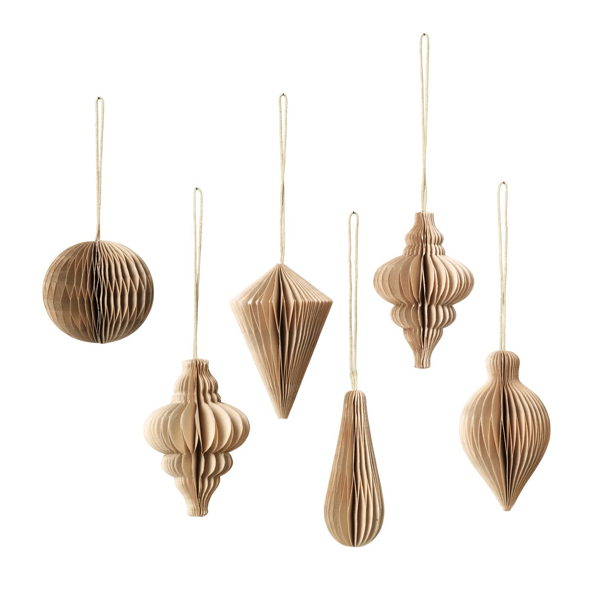 Broste Copenhagen Christmas mix juletrepynt 6-pakning Natural brown
