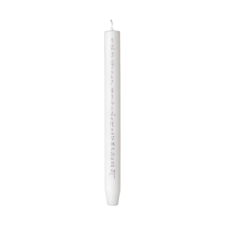 Handwritten kalenderlys - Pure White-Silver - Broste Copenhagen