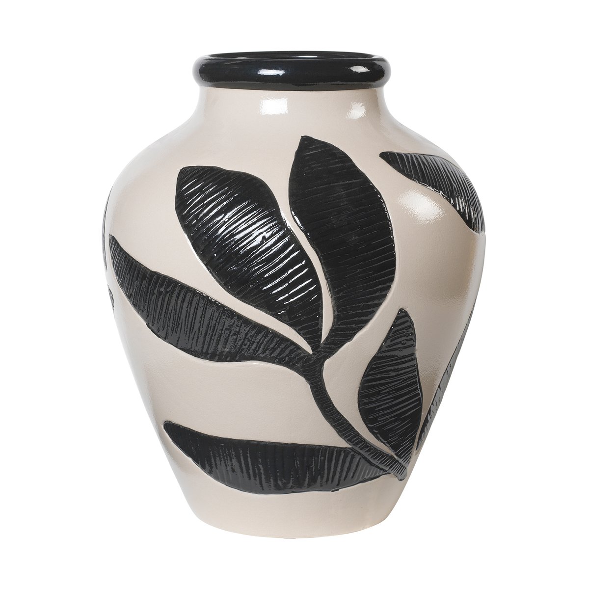 Broste Copenhagen Herbert vase 40 cm Black-rainy day green
