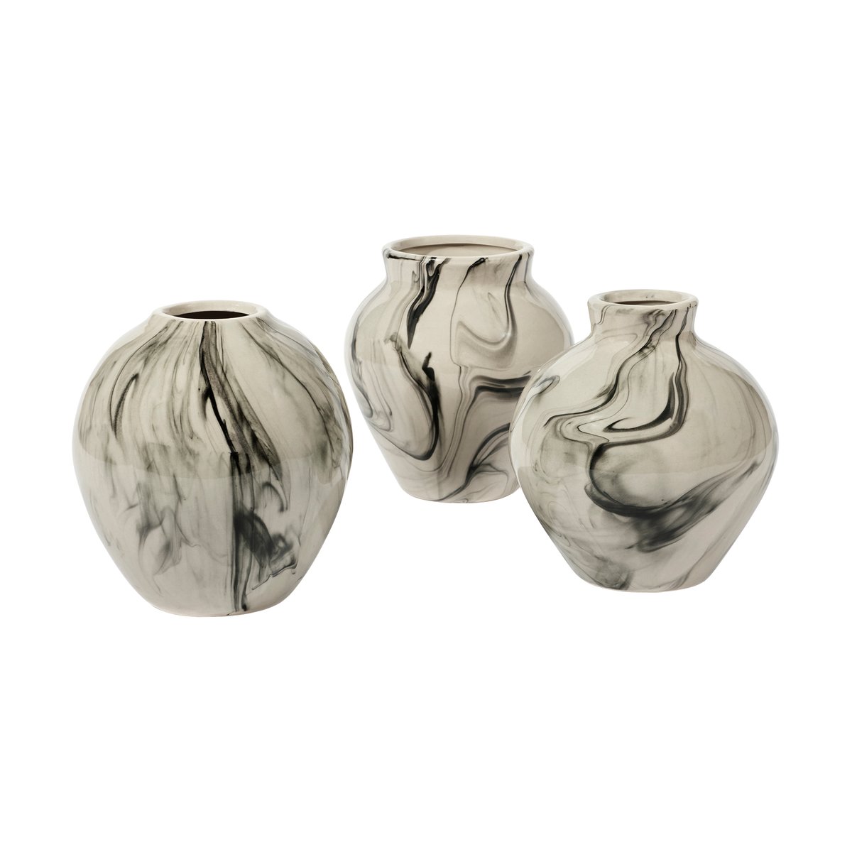 Broste Copenhagen Ingrid keramikvase 14,5 cm 3-stk. Beige-black