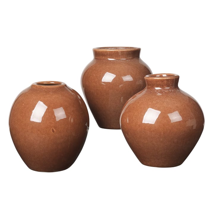 Ingrid keramikvase 14,5 cm 3-stk. - Caramel cafe - Broste Copenhagen