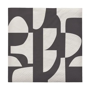 Lara serviett 33x33 cm 20-pk - Black-off white - Broste Copenhagen