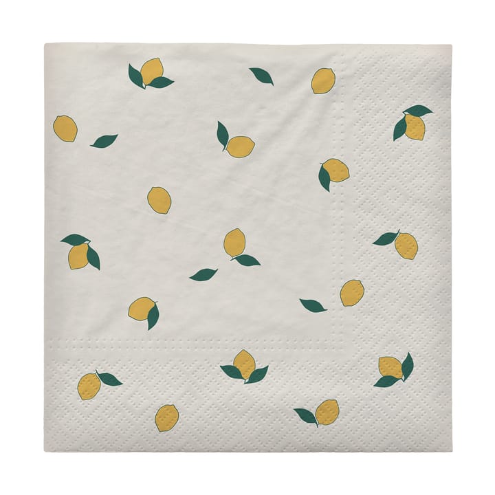 Lemon serviett 33x33 cm 20-pk, Off white-yellow Broste Copenhagen