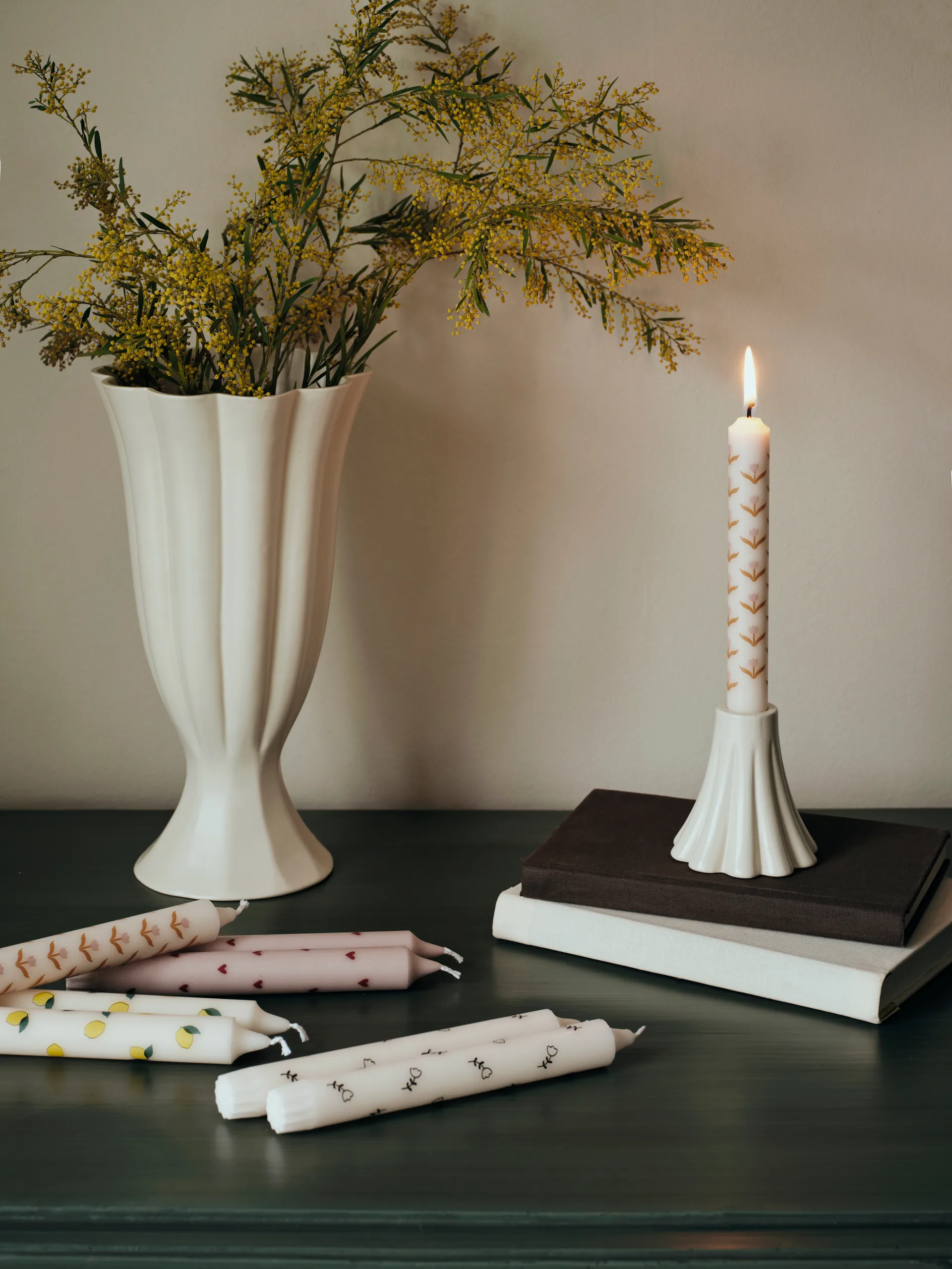 Mai kronlys 2-pk, White-black Broste Copenhagen