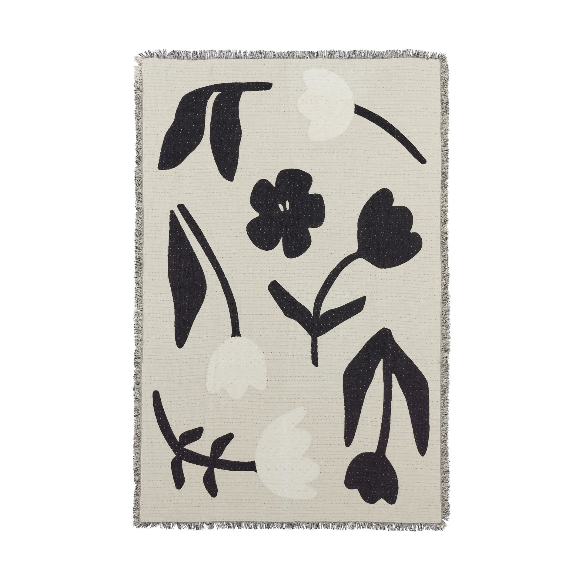 Rosita pledd 130x180 cm, Black-off white Broste Copenhagen