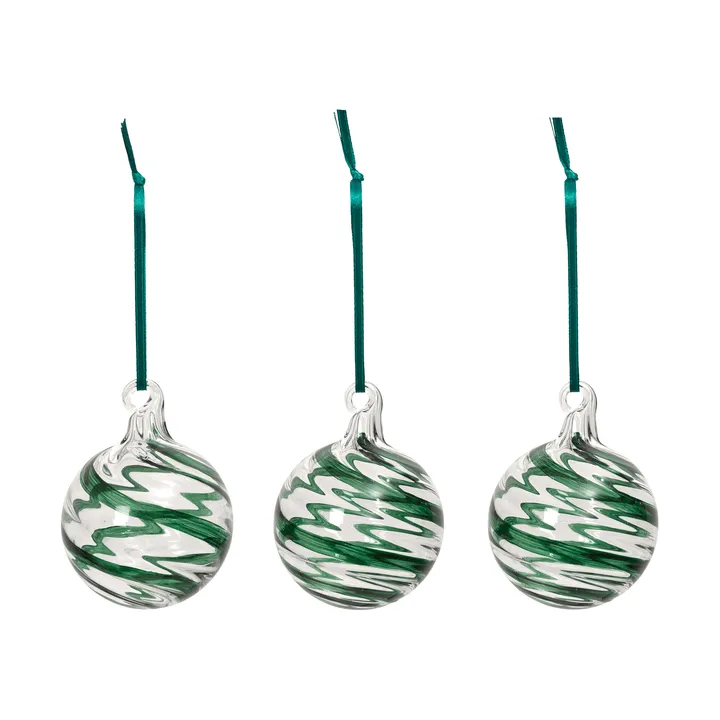 Swirl julekule - Deep Forest-Clear - Broste Copenhagen