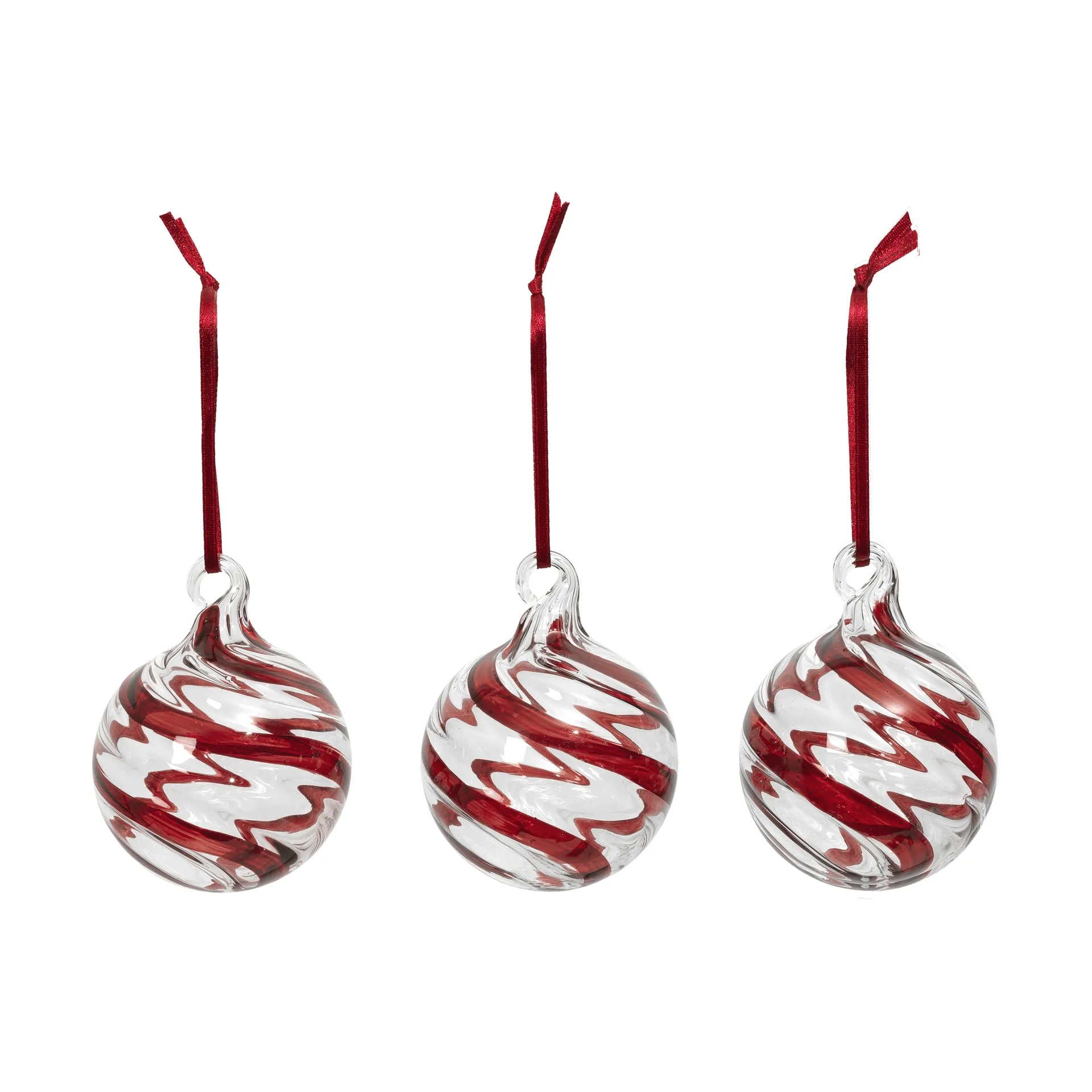 Broste Copenhagen Swirl julekule Deep Red-Clear