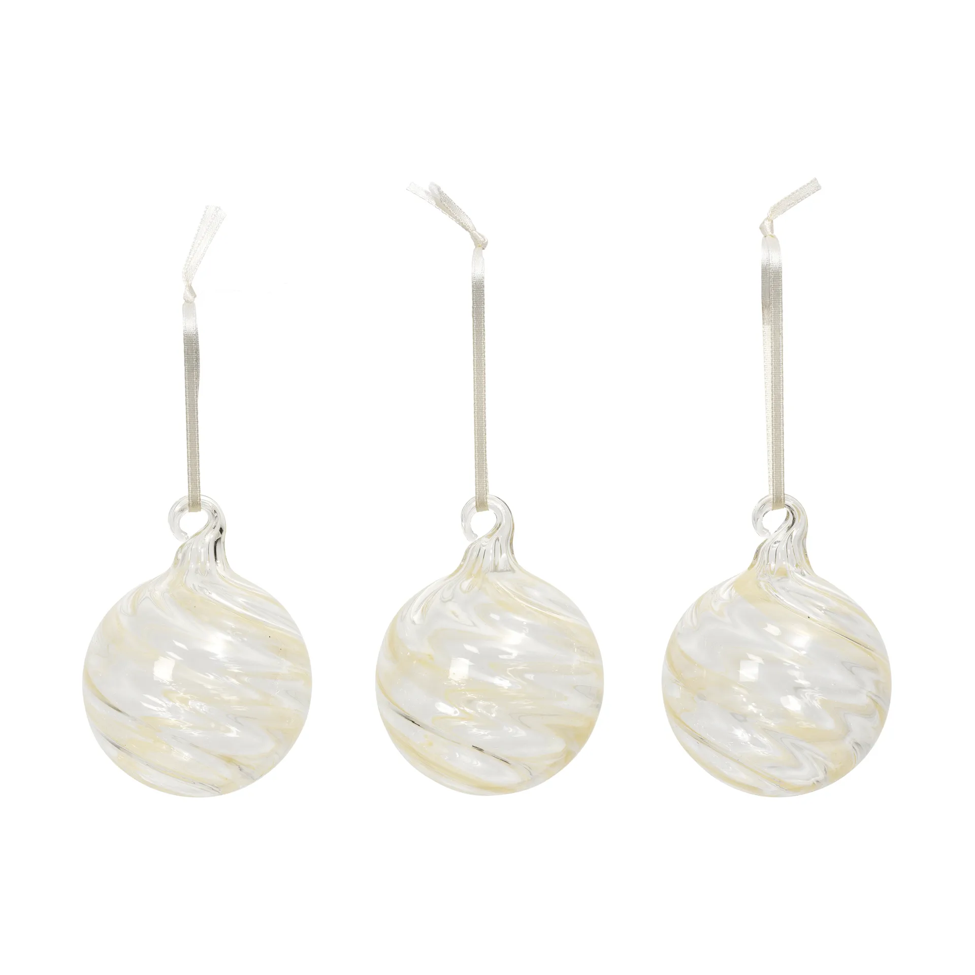 Broste Copenhagen Swirl julekule Off White-Clear