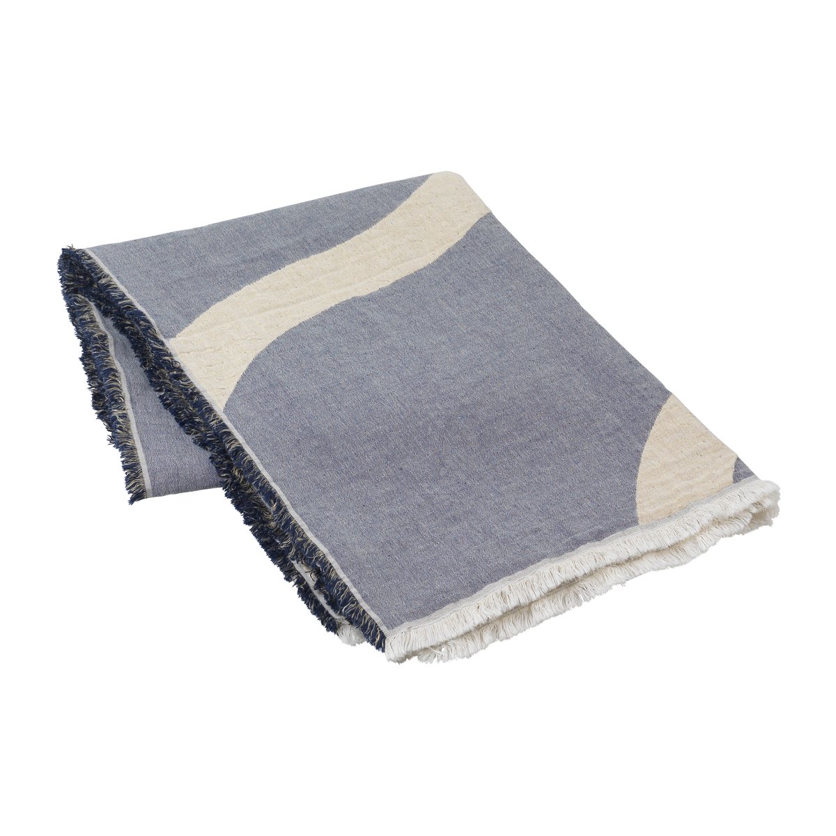 Broste Copenhagen Tide pledd bomull-lin 130x180 cm Maritime blue