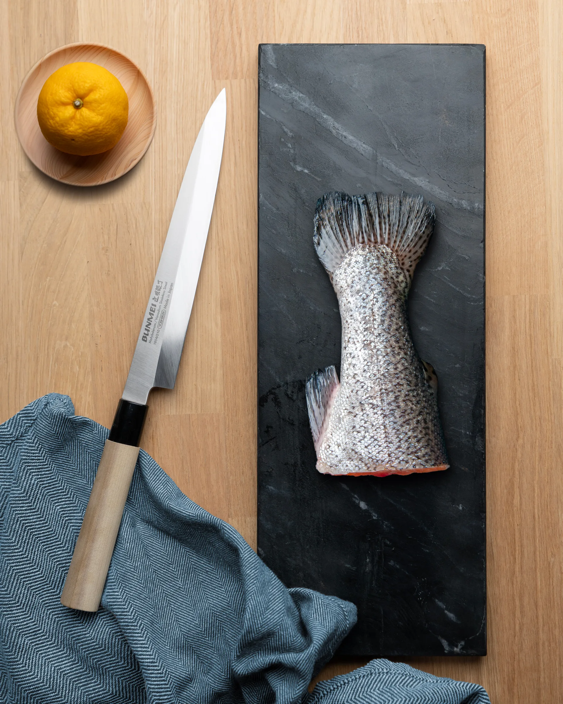 Bunmei Yanagi sashimikniv enkelslipt 21 cm, Rustfritt stål Bunmei