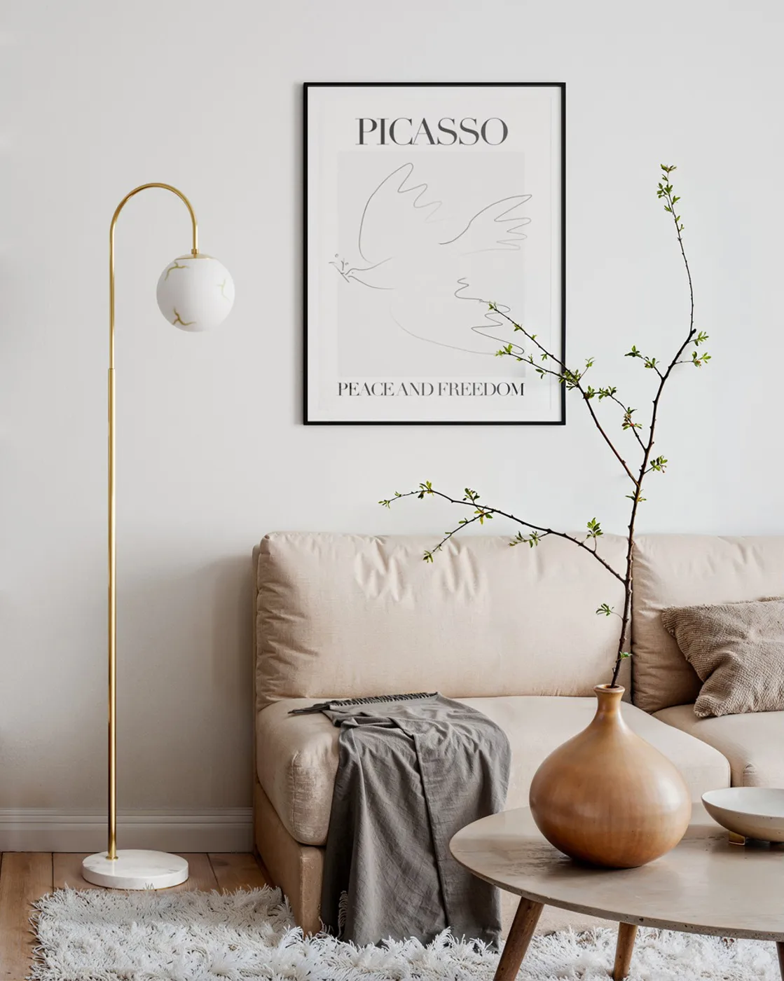 Bellagio gulvlampe 163 cm, Messing-hvit By Rydéns