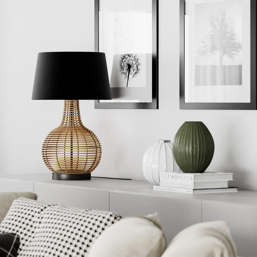 Granada bordlampe, Naturlig/Sort By Rydéns