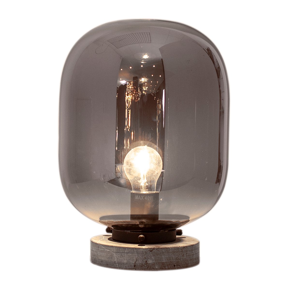 By Rydéns Leola bordlampe Svart marmor-røyket grå