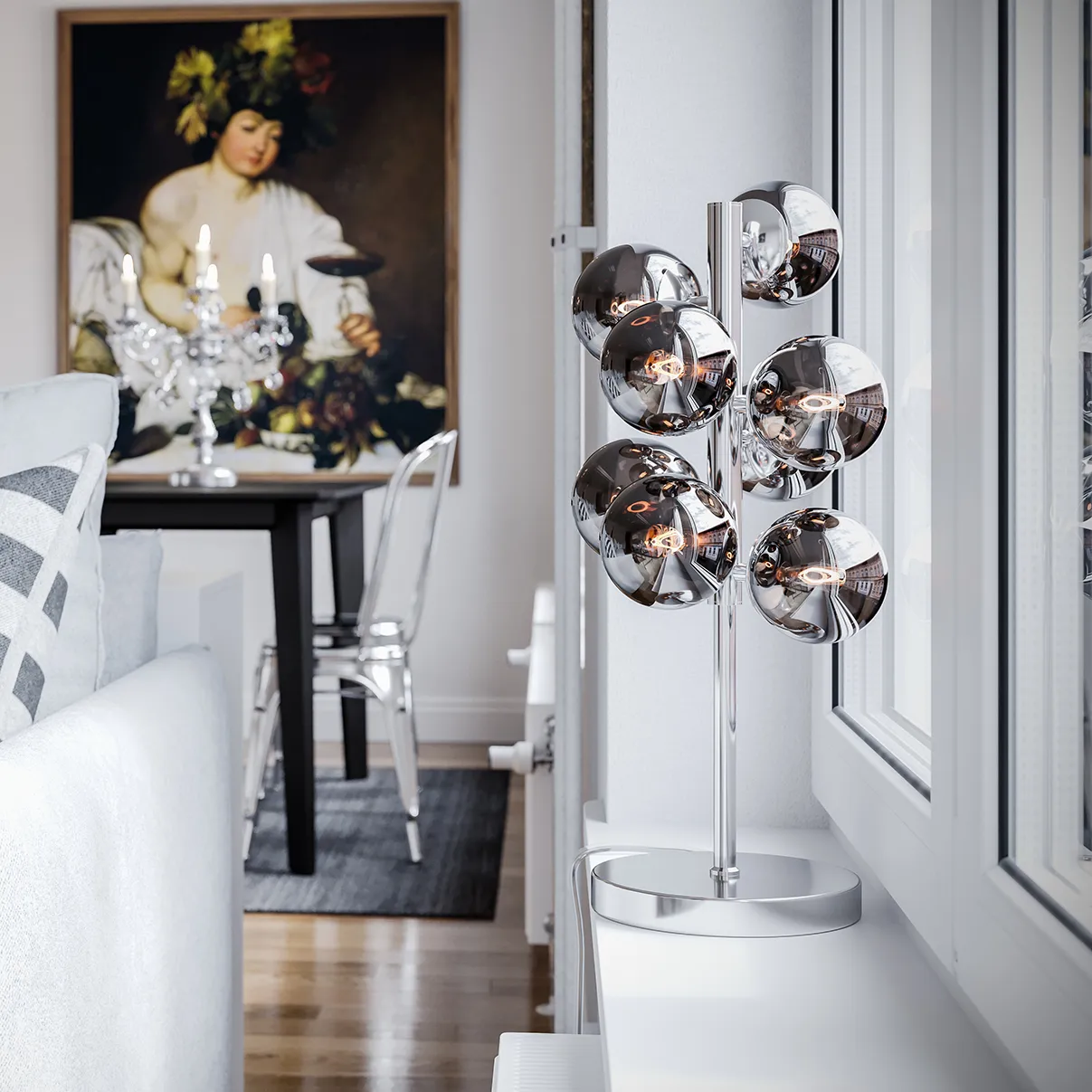 Splendor bordlampe, Krom-røyket grå By Rydéns