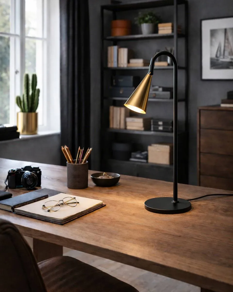 Spline bordlampe, Svart-messing, 55 cm By Rydéns