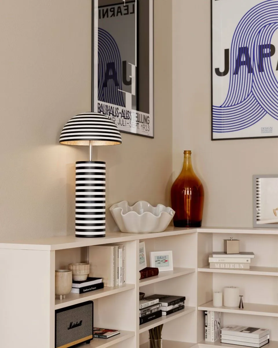 Stripe bordlampe, Hvit-svart, 50 cm By Rydéns