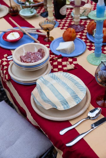 Armona stripe tallerken 23,5x23,5 cm - Lys blå-hvit - Byon