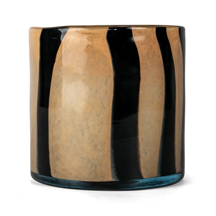 ByOn - Calore vase/lyslykt 15x15 cm beige/svart striper