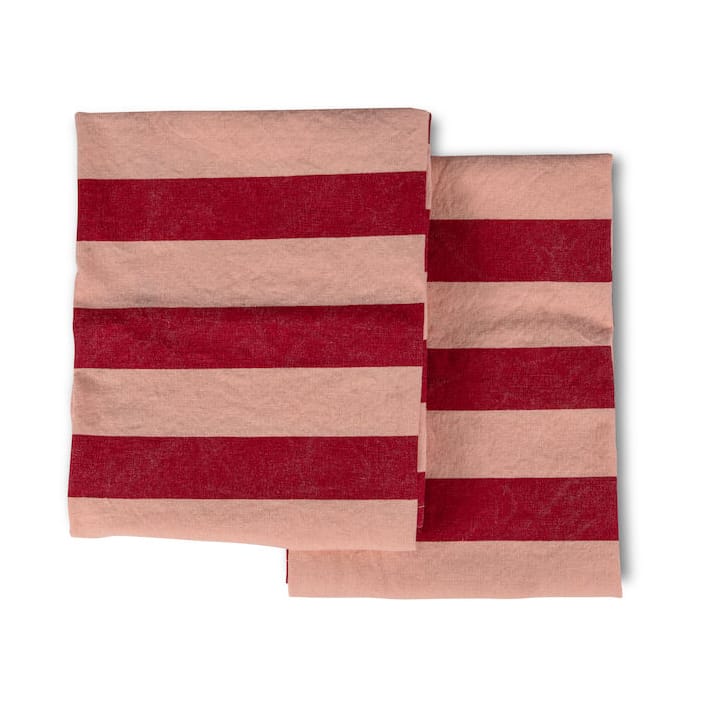 Leya stripe kjøkkenhåndkle 50 x 70 cm 2-pakning, Rød-rosa Byon