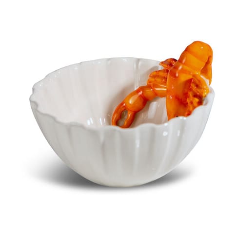 Lobsti skål Ø 14 cm, Hvit-oransje Byon