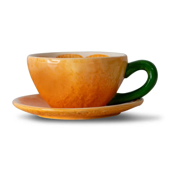 Mandarie kopp med fat 25 cl, Oransje Byon
