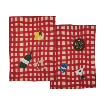 Sera kjøkkenhåndkle 2-pakning - Rød, 50x70 cm - Byon