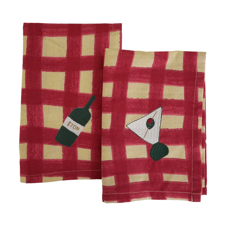 Sera serviett 2‑pakning - Rød, 45x45 cm - Byon