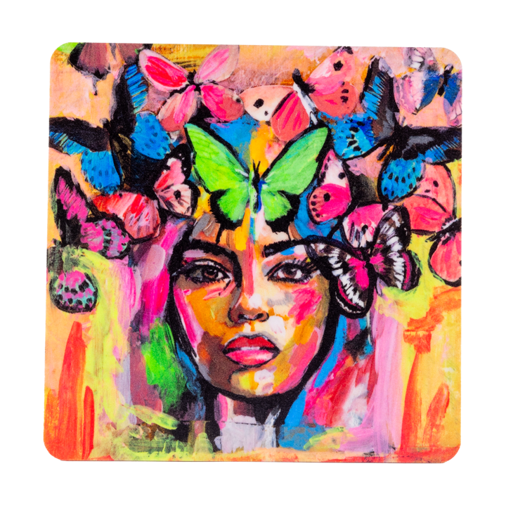Coming back to life glassbrikke  9x9 cm - Multi - Carolina Gynning