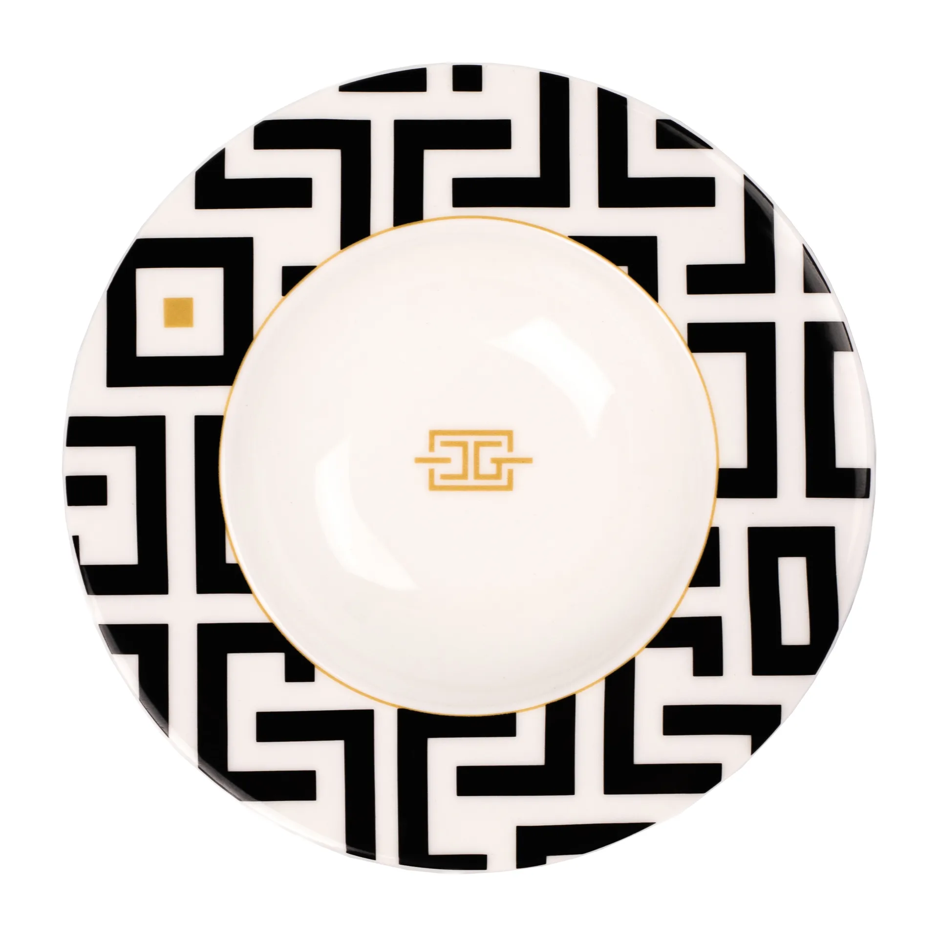 DECO dyp tallerken Ø 24,5 cm, Hvit-svart Carolina Gynning