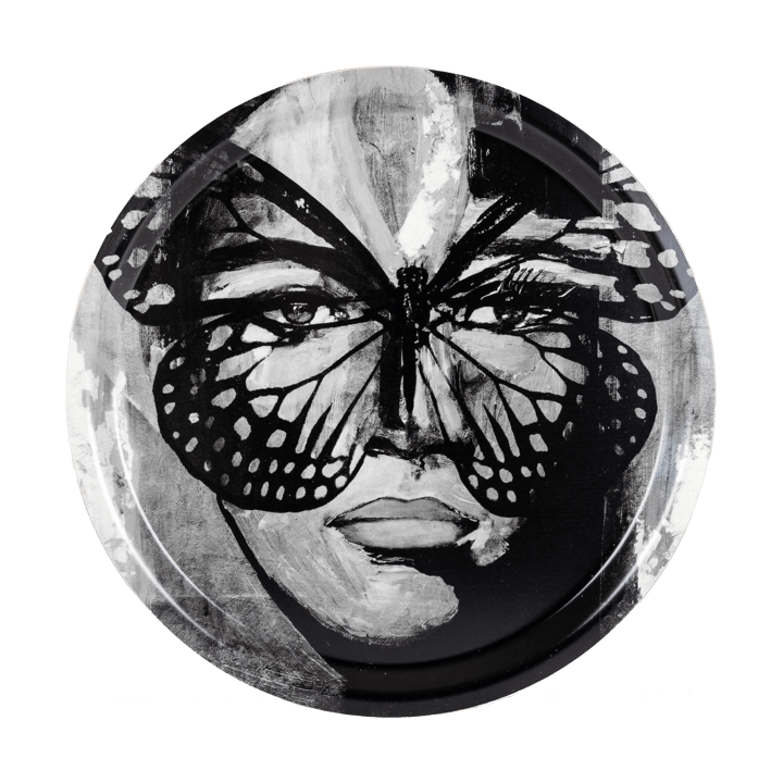 Golden Butterfly brett Ø31 cm - Black-white - Carolina Gynning