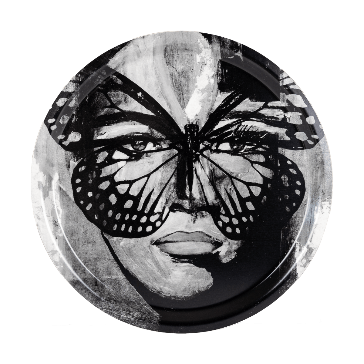 Carolina Gynning Golden Butterfly brett Ø31 cm Black-white