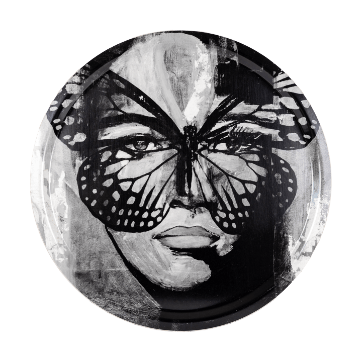 Golden Butterfly brett Ø46 cm - Black-white - Carolina Gynning