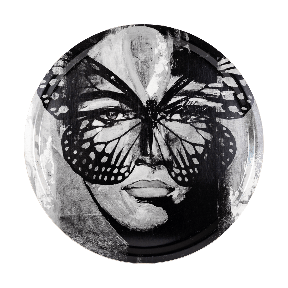 Carolina Gynning Golden Butterfly brett Ø46 cm Black-white