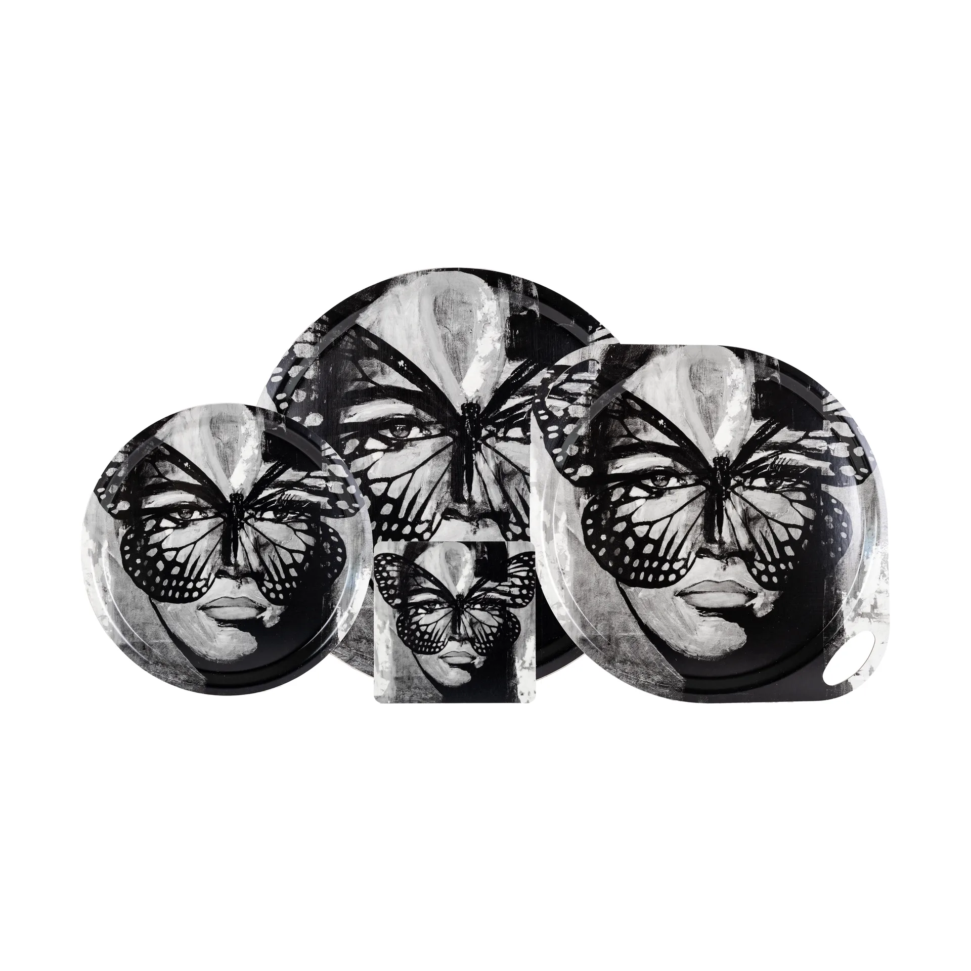 Golden Butterfly brett Ø46 cm, Black-white Carolina Gynning