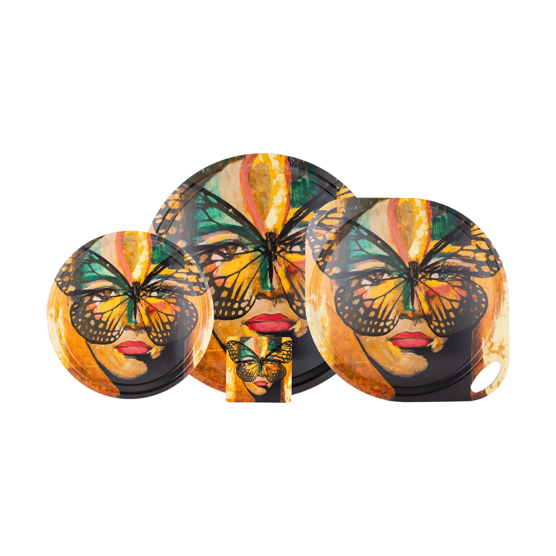 Golden Butterfly brett Ø46 cm, Orange-black Carolina Gynning