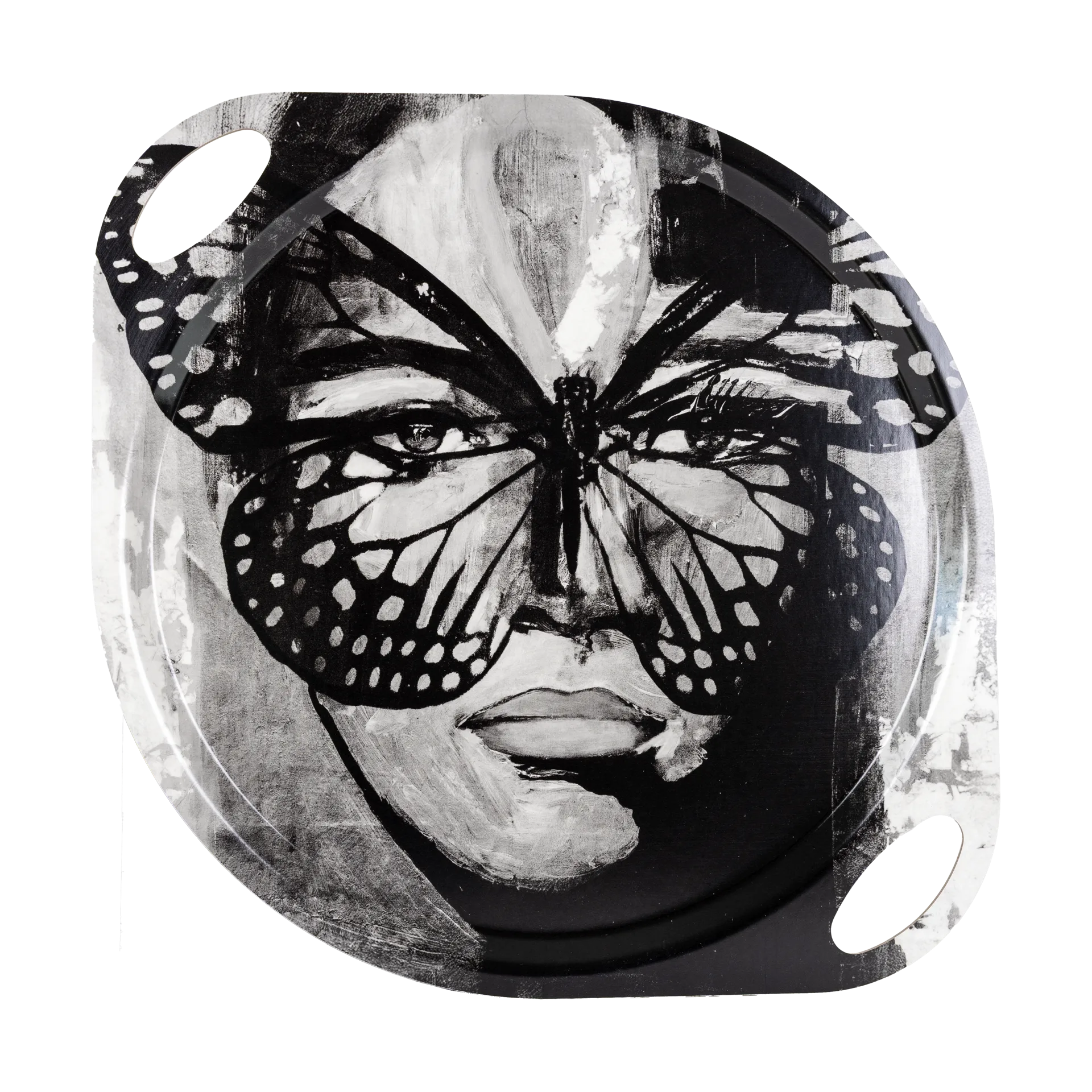 Golden Butterfly brett med håndtak 38x47 cm., Black-white Carolina Gynning