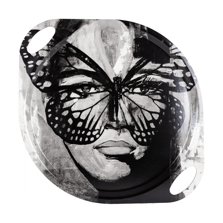 Golden Butterfly brett med håndtak 38x47 cm. - Black-white - Carolina Gynning