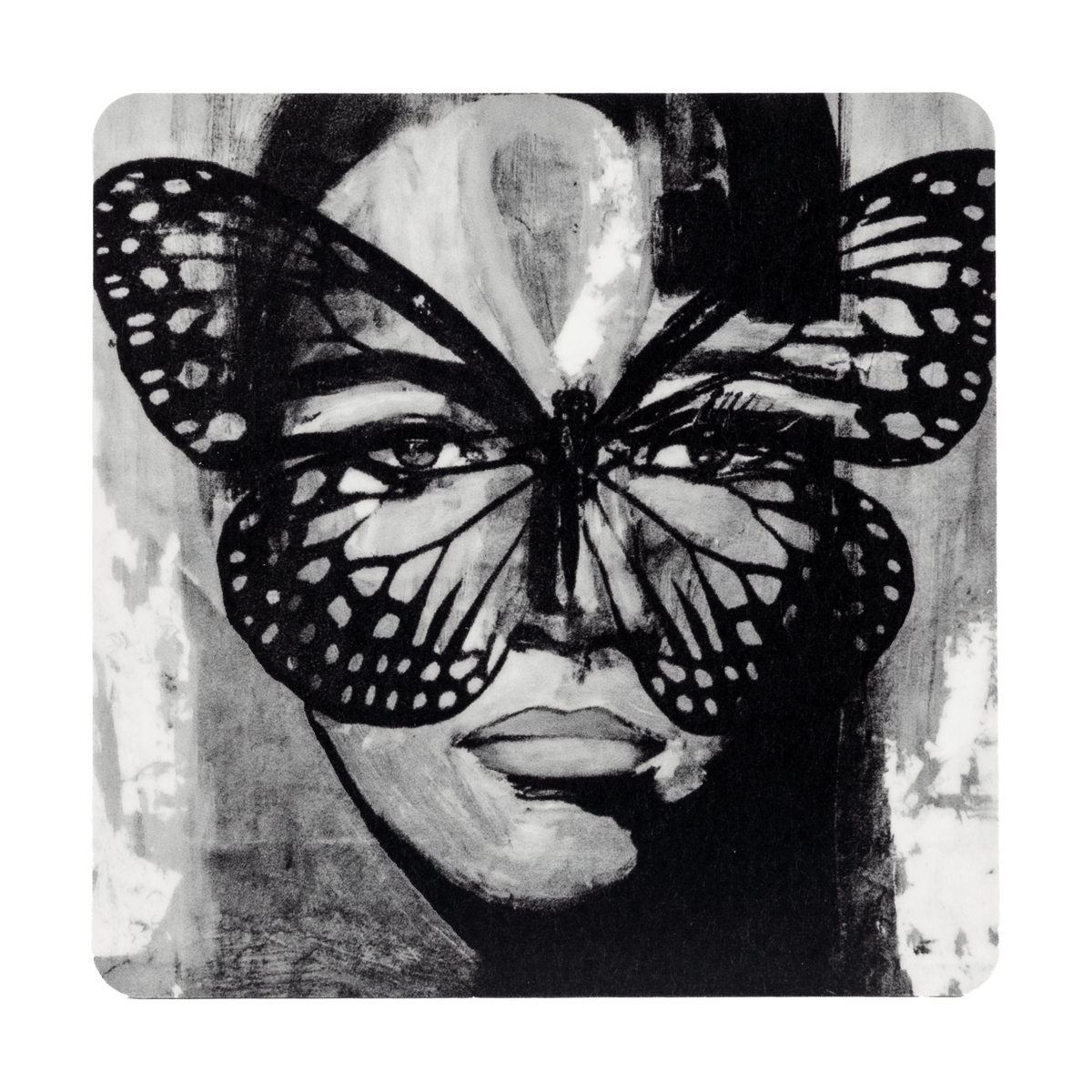 Carolina Gynning Golden Butterfly glassbrikke  9x9 cm Black-white