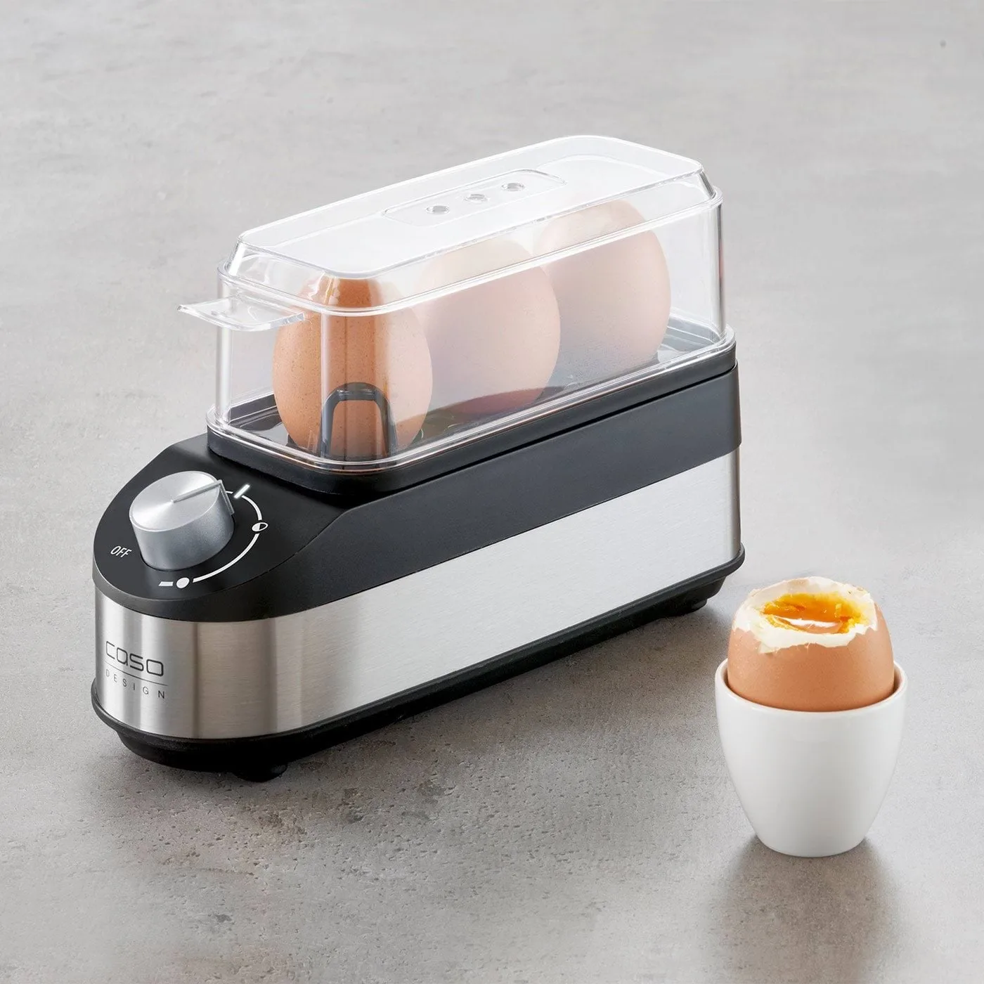Caso eggkoker, Stål-svart, 3 egg Caso