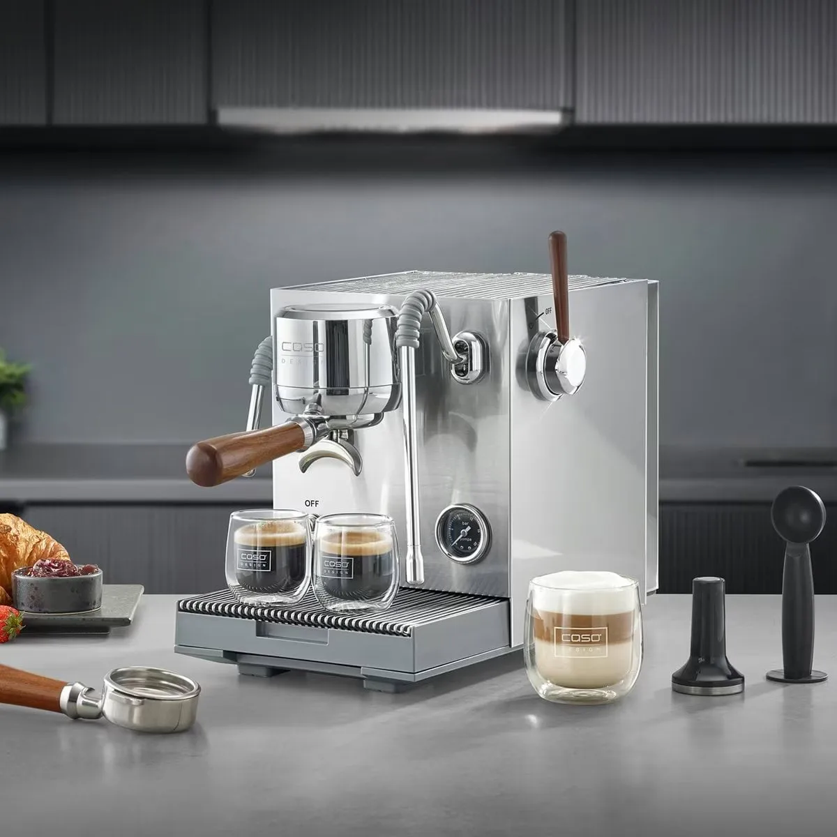 Caso Gourmet avansert espressomaskin, Stål Caso