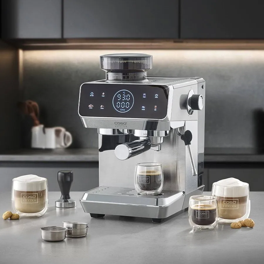 Caso Gourmet espressomaskin med kvern, Stål Caso