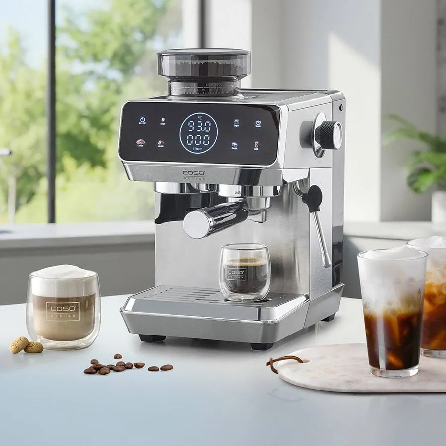 Caso Gourmet espressomaskin med kvern, Stål Caso