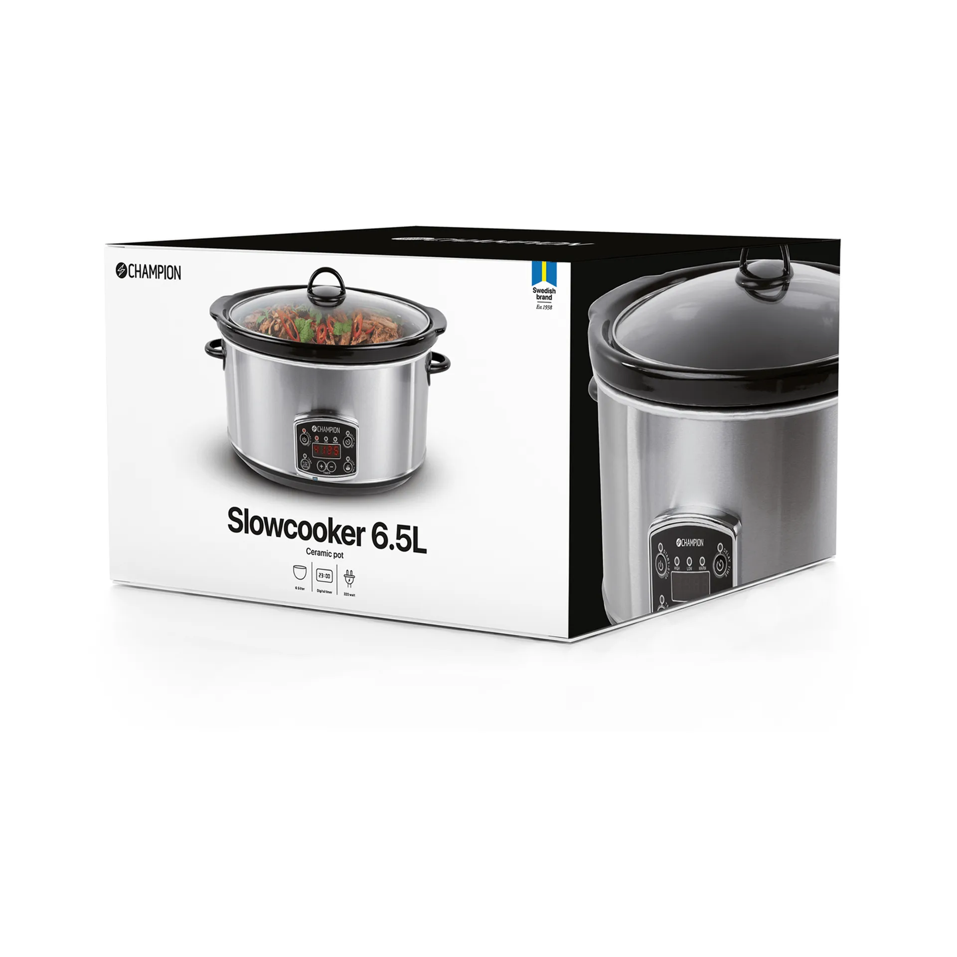 Champion slowcooker, Rustfritt stål, 6,5 l Champion