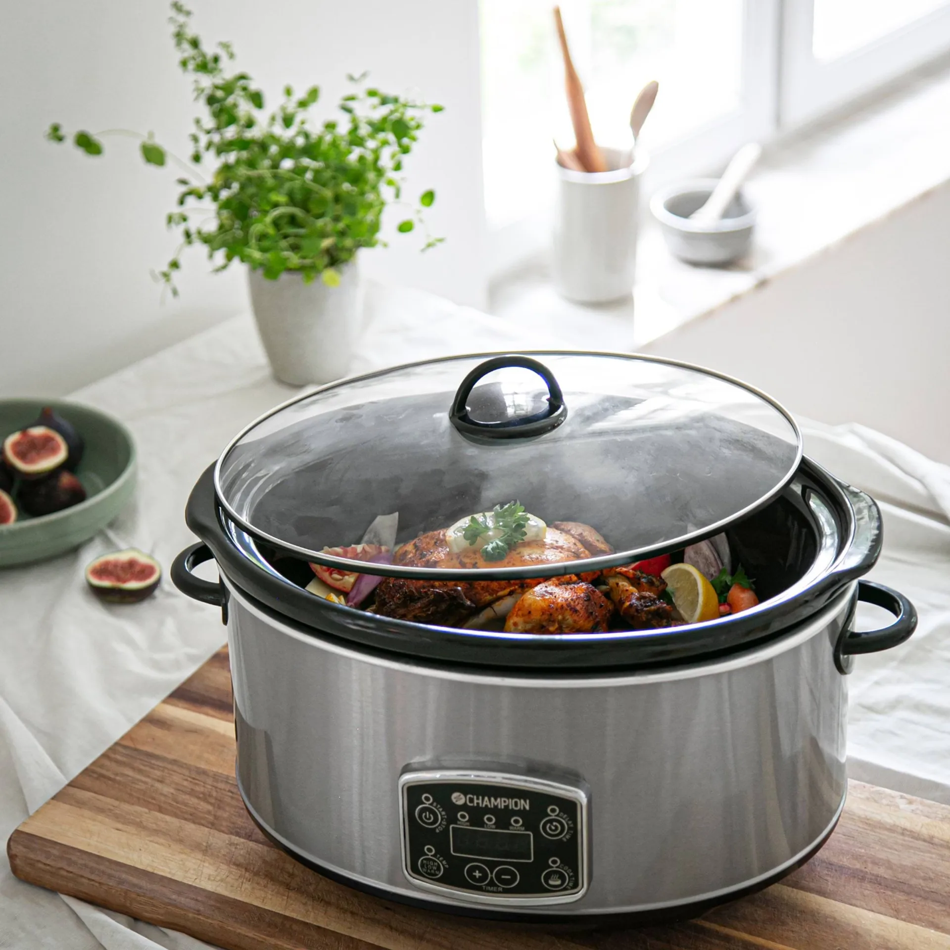 Champion slowcooker, Rustfritt stål, 6,5 l Champion