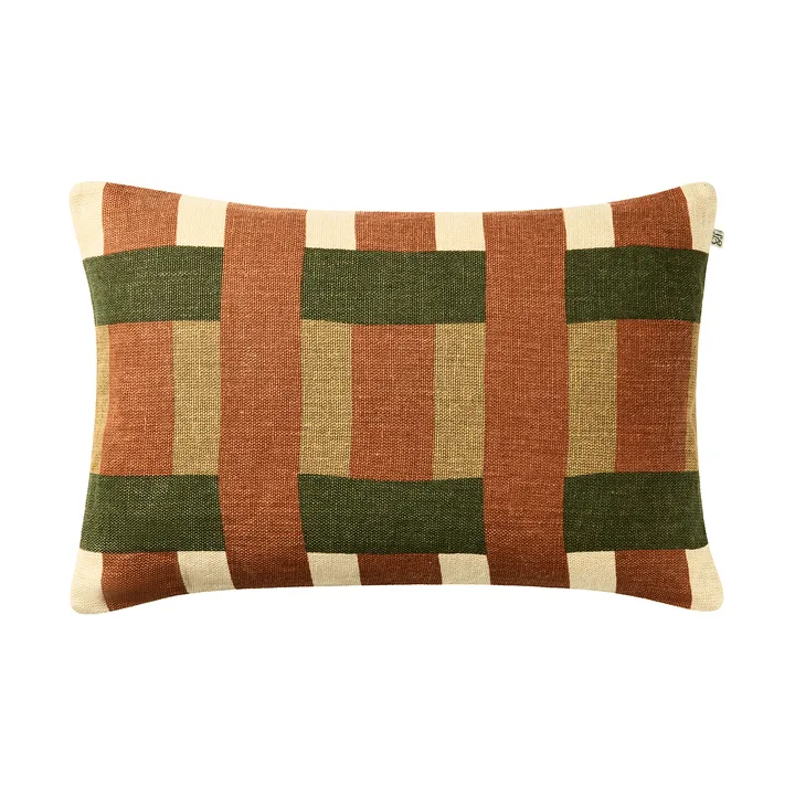 Benaras putetrekk - Apricot Orange-Khaki-Cactus Green, 40x60 cm - Chhatwal & Jonsson