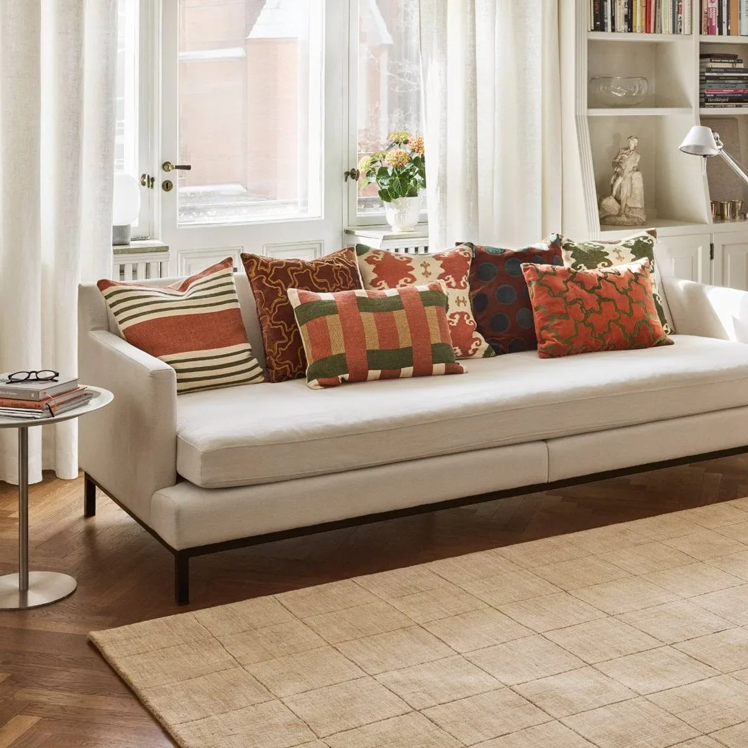 Benaras putetrekk, Apricot Orange-Khaki-Cactus Green, 40x60 cm Chhatwal & Jonsson