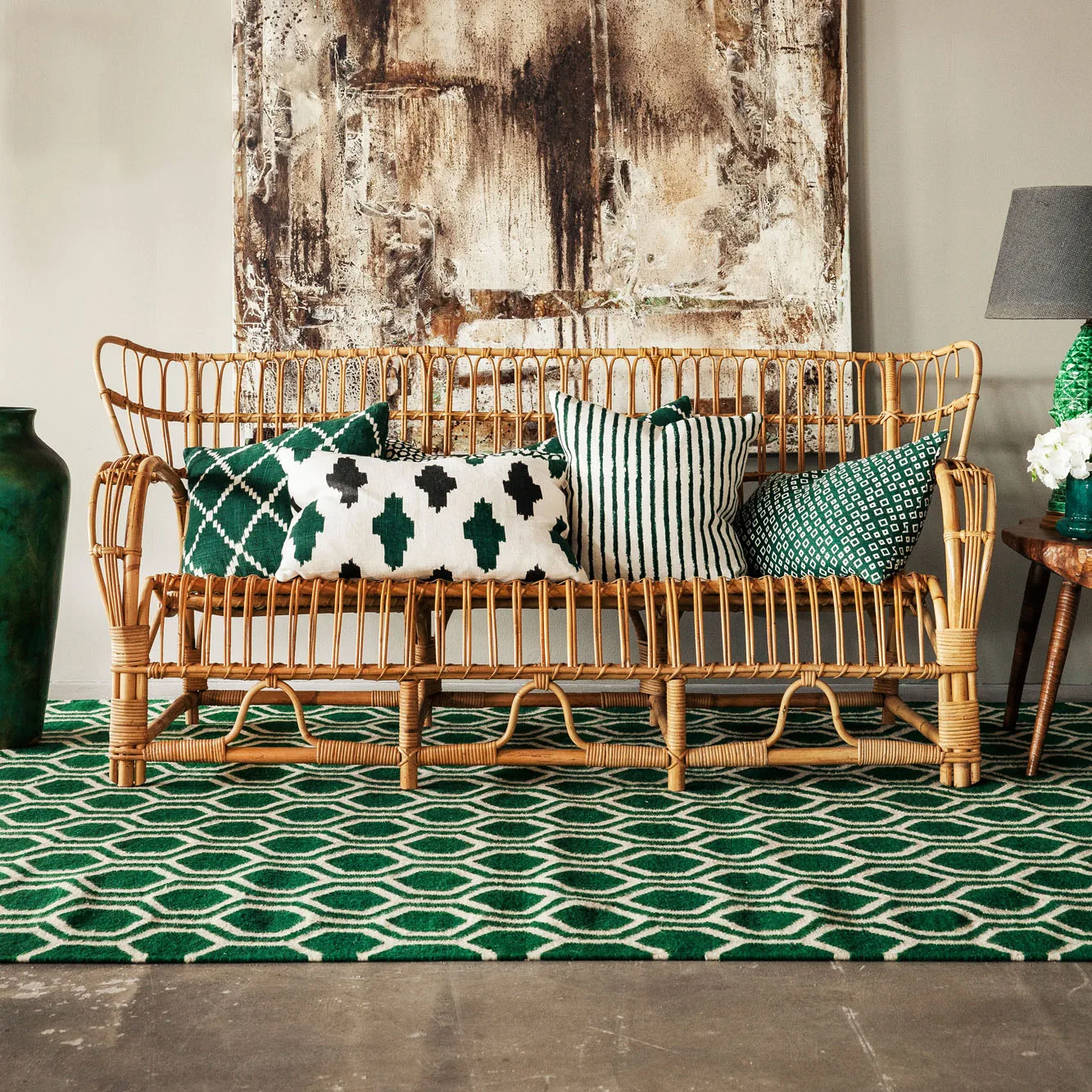 Varanasi gulvteppe 180x272 cm, Green-off white Chhatwal & Jonsson