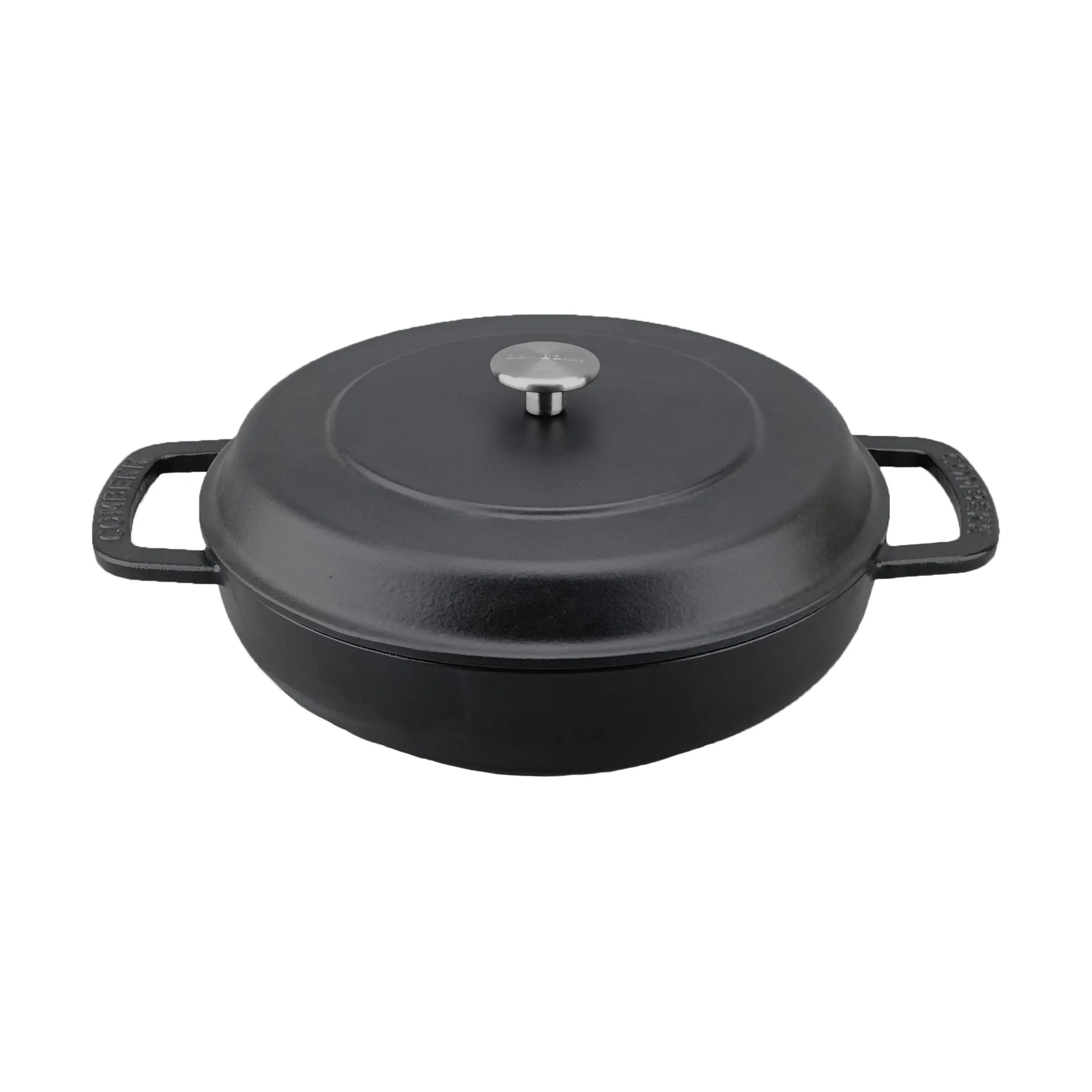 Combekk Enameled traktørpanne støpejern Ø28 cm, Black-silver knob Combekk