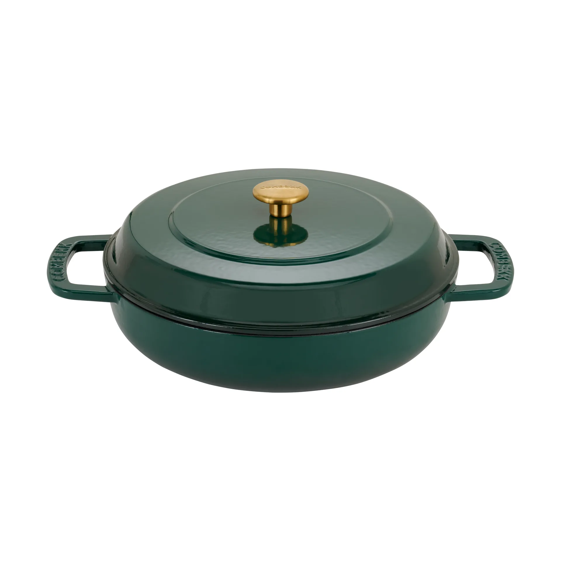 Combekk Enameled traktørpanne støpejern Ø28 cm, Holly Green-gold knob Combekk